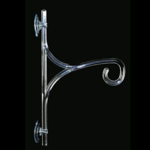 A metal pole with a glass holder on it